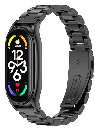 Металлический ремешок primo mijobs для фитнес-браслета xiaomi mi smart band 7 - black