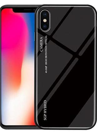 Чехол бампер primo gradient glass для apple iphone x / xs - black