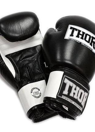 Рукавички боксерські thor sparring 10oz / шкіра / чорно-білі