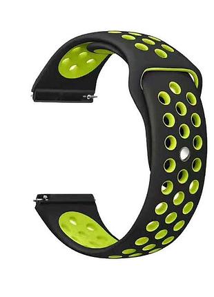 Спортивний ремінець primolux perfor sport з перфорацією для годинника garmin vivoactive 4 - black&green