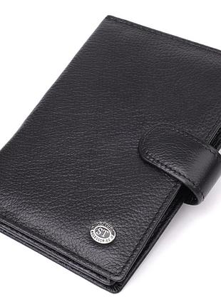 Вместительная обложка на документы унисекс из натуральной кожи st leather 23116 черный