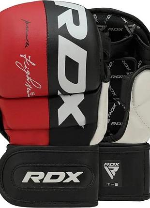 Тренувальні рукавиці rdx grappling gloves rex t6 plus чорний, червоний, білий уні m