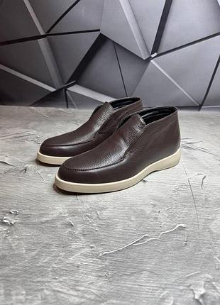 Мужские лоферы вк-1626/3 brown-flash мех