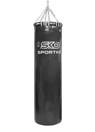 Боксерский мешок sportko высота 150 ф60 вес 100кг c цепями для всей семьи, мешок боксерский, черный