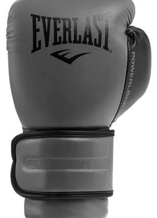 Боксерские перчатки everlast powerlock 2r training glove серый, черный уни 14 унций
