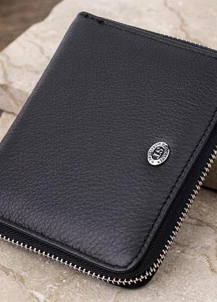 Портмоне для женщин на молнии в классическом цвете из натуральной кожи st leather 19488 черный