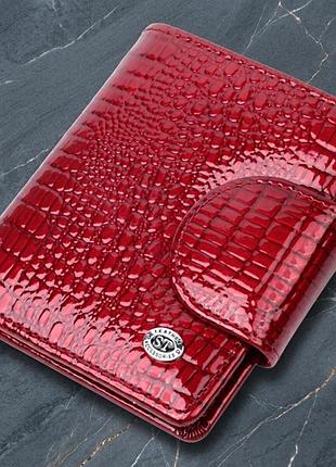Лакированный кошелек для женщин среднего размера из натуральной кожи st leather 22685 красный