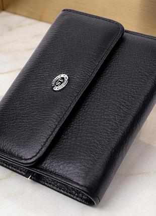 Симпатичный женский кошелек с монетницей из натуральной кожи st leather 19481 черный