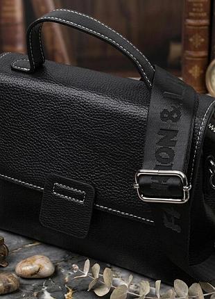 Сумка сэтчел в классическом цвете для женщин из натуральной кожи vintage 22291 черная