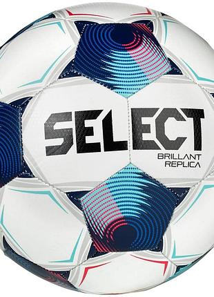 М'яч футбольний select brillant replica v25 білий, синій уні 5
