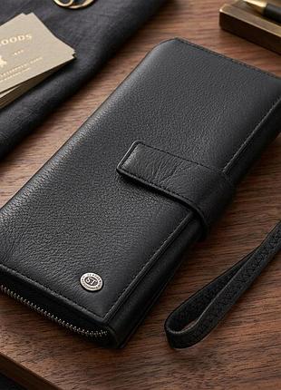 Кошелек клатч унисекс из натуральной кожи для карт и купюр st leather 19432 черный