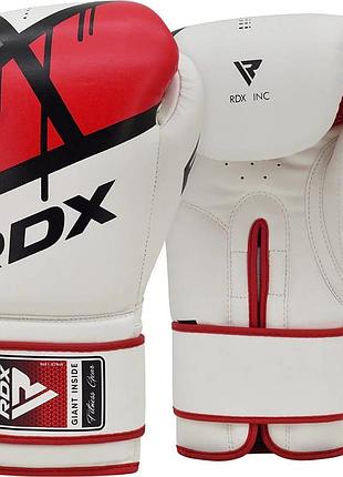 Боксерские перчатки rdx boxing gloves bgr-f7 белый, красный уни 10 унций