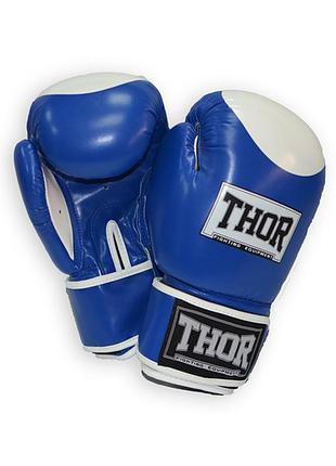 Рукавички боксерські thor competition 14oz / шкіра / синьо-білі