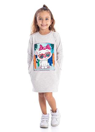 Туника для девочки 98-116 см серая турция pop fashion cirls