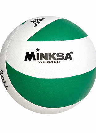 Волейбольный мяч minksa (размер 5) pu клейка без швов зелено-белый wildsun 32-144