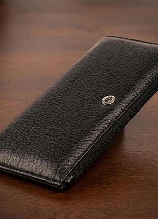 Горизонтальний тонкий гаманець зі шкіри унісекс st leather 19324 чорний
