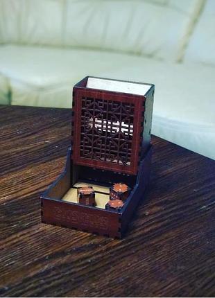 Вежа для кубиків вежа для гри в кістки dice tower настільна гра гра в кістки з дерева магія гри 15 см/10 см коричневий