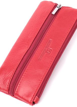 Яскрава шкіряна ключниця на блискавці st leather 22557 червоний