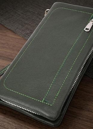 Стильный кошелек-клатч для женщин с отделением под телефон st leather 23103 зеленый