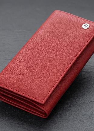 Яскравий вертикальний гаманець із натуральної шкіри st leather 23087 червоний