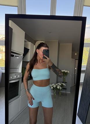Качественный женский голубой костюм🤍