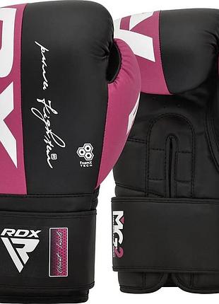 Боксерские перчатки rdx boxing gloves rex f4 черный, розовый уни 12 унций
