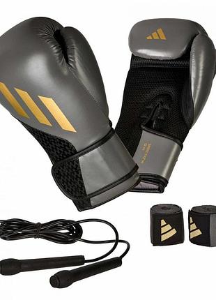 Боксерский набор adidas (перчатки, бинты, скакалка) | серый | adidas adikitw