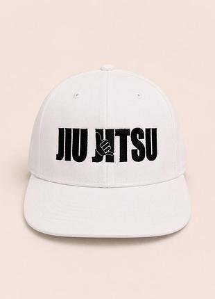 Біла бейсболка tm kintayo з вишивкою jiu jitsu/джиу джитсу, з прямим козирком