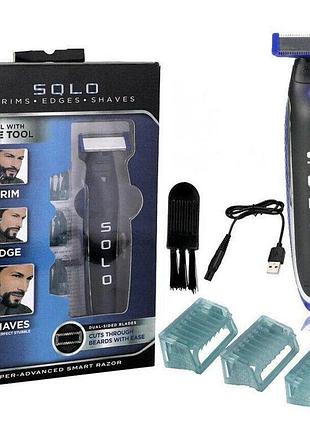 Мужской триммер micro touch solo, машинка для стрижки бороды 3 в 1