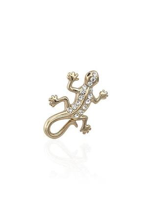 Брошка металлическая со стразами ящерица 2.1см (8048) вариант 02