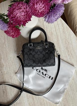 Coach rowan satchel bag in signature canvas grey/silver 17 x 12 x 10