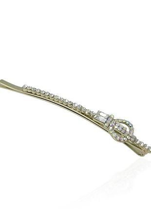 Заколка-невидимка металлическая со стразами 8.7см (8390) вариант 02