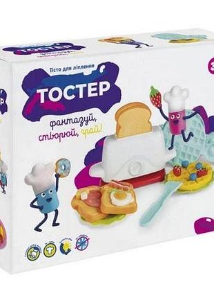 Набор для детской лепки "тостер", 4 баночки с тестом для лепки
