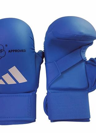 Рукавички для карате adidas з захистом великого пальця з ліцензією wkf | синій | 661.23