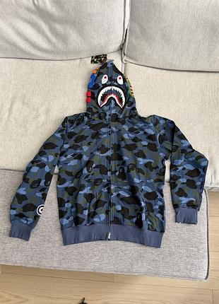 Bape shark fullzip camo blue m