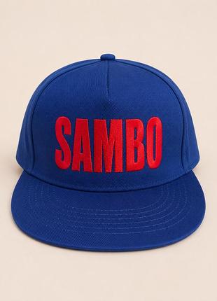 Красная бейсболка tm kintayo с вышивкой sambo/самбо, с прямым козырьком синий