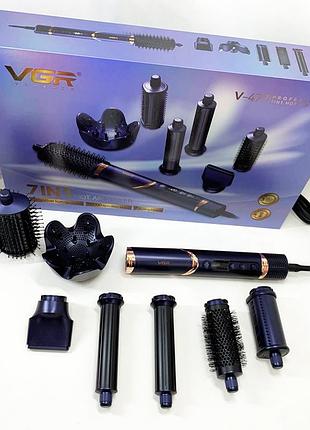 Фен для укладки волос с функцией ионизации vgr 7в1 v-477 2000вт, фен-щетка для гладких волос el-31