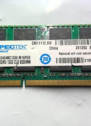 Spectek 8gb ddr3 1333mhz cl9 sodimm оперативна пам'ять 8 гб ддр3 1333 мгц для ноутбука