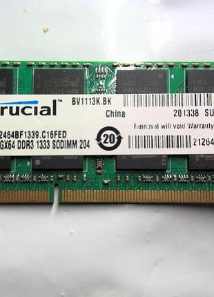 Crucial 8gb ddr3 1333mhz ct102464bf1339 оперативна пам'ять 8 гб ддр3 1333 мгц для ноутбука