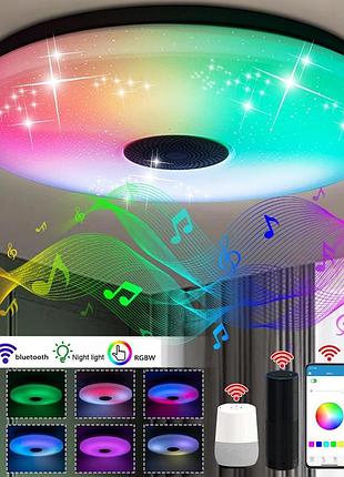 Світлодіодний стельовий світильник saturn 60 w rgb з bluetooth + пульт дистанційного керування 38 см