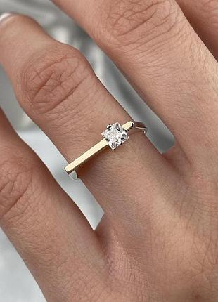 Серебряное женское кольцо c золотыми пластинами 1551.50