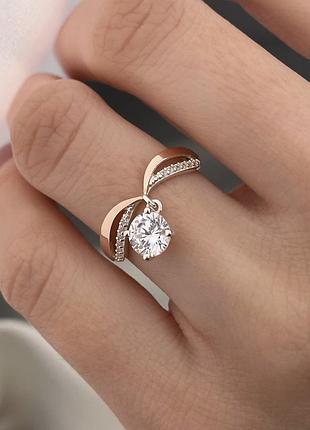 Серебряное женское кольцо с золотыми вставками 1654