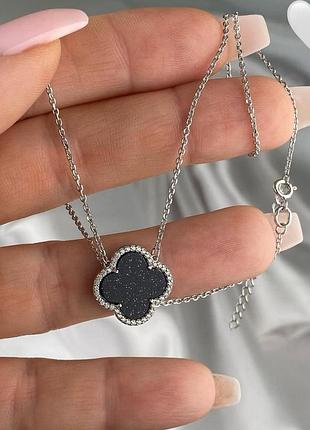 Серебряное колье клевер д.1,5 см. (1449)