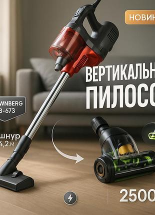 Вертикальний щітковий пилосос crownberg, потужний акумуляторний вертикальний пилосос uc-75