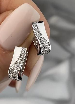 Серебряные женские серьги с камушками