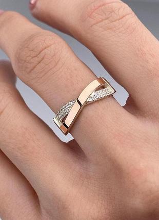 Серебряное женское кольцо с вставками из золота 0047.10