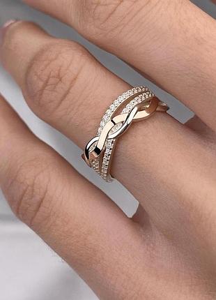 Серебряное женское кольцо c золотыми пластинами 1447.50