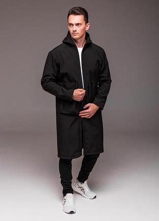 Чоловіча куртка пальто чорна softshell на флісі