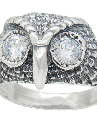 Серебряное кольцо "сова" с фианитами 20