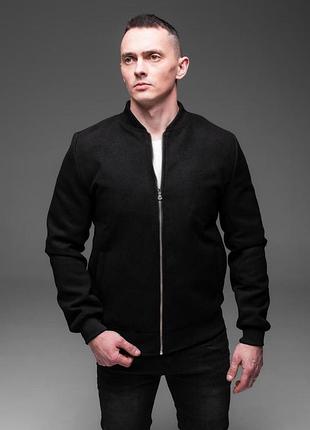 Чоловічий чорний бомбер з кашеміру casual